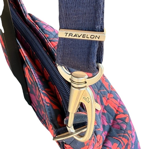 Travelon Anti Theft RFID Floral Cotton Crossbody Mini Bag W Small Flashlight - Picture 7 of 17